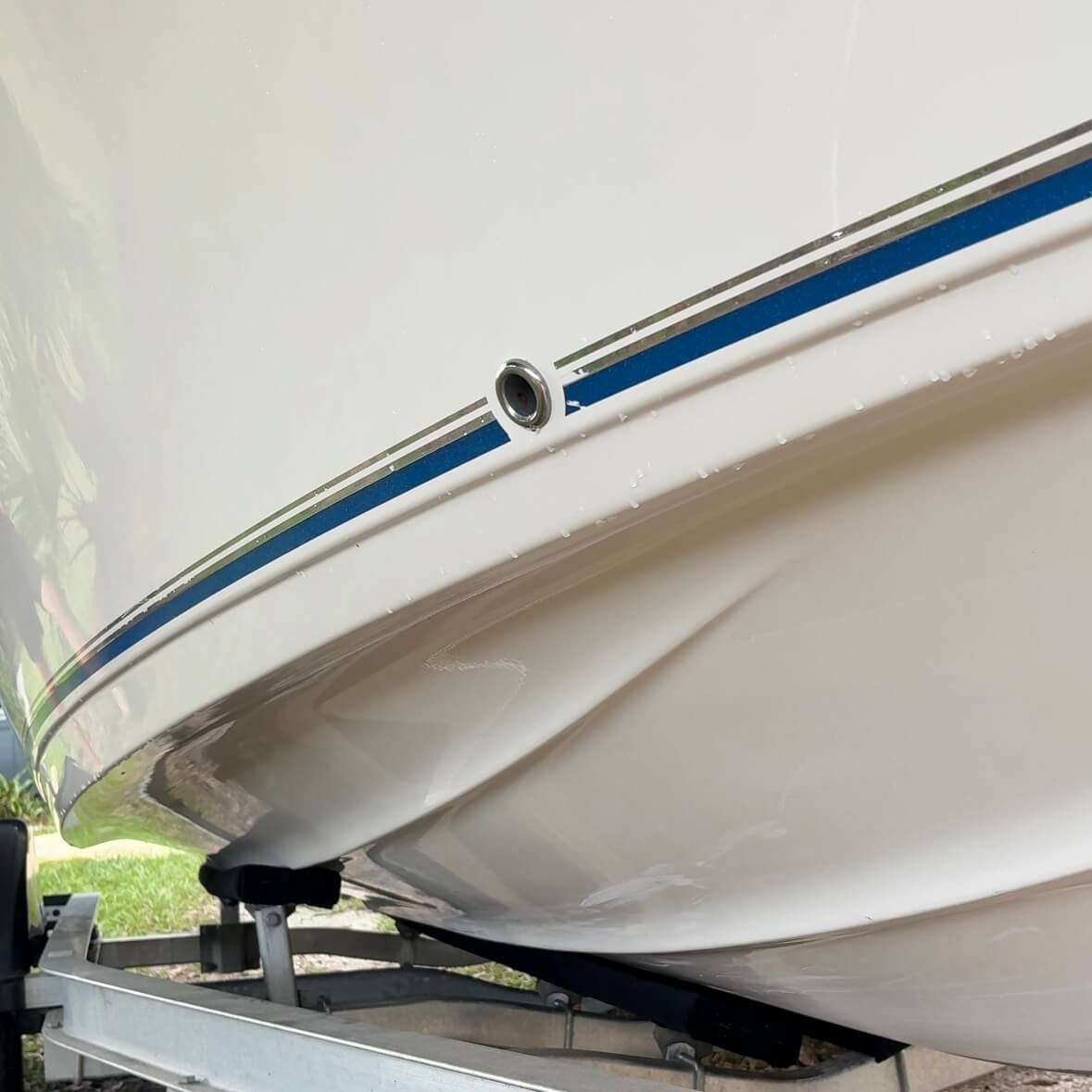 Clean boat hull after scum removal